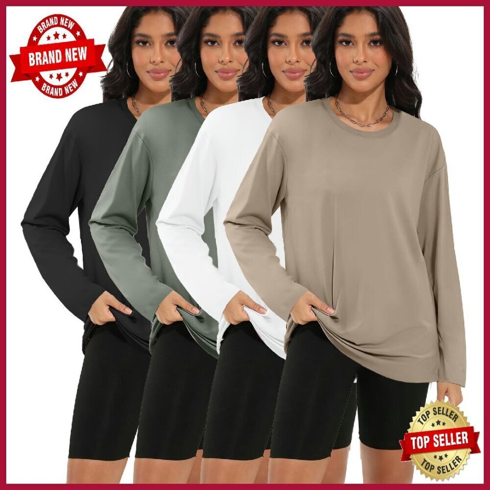 Oversized Long Sleeve Crewneck Tee Lightweight Basic Top